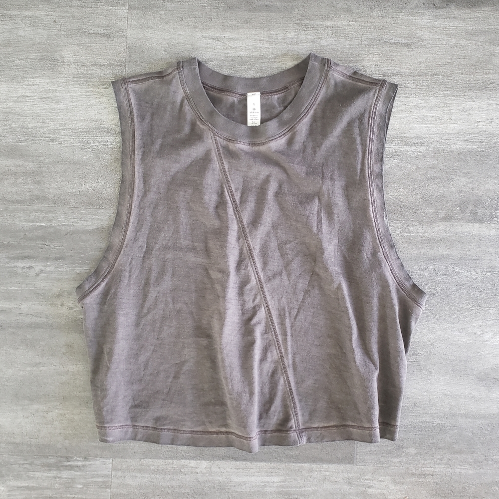 Grey Washed Lululemon Stitched Crop Tank